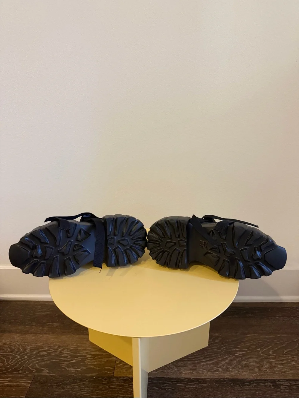 RICK OWENS BLACK HOLLYWOOD MEGA TRACTOR PLATFORM SANDALS